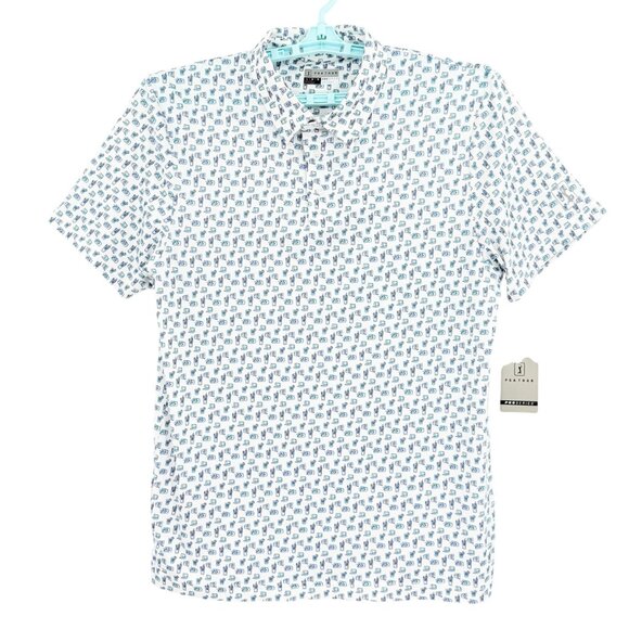 PGA Tour Mens UPF 30 Moisture Wicking Stretch Bright White Polo Shirt Size L NWT - Picture 1 of 9